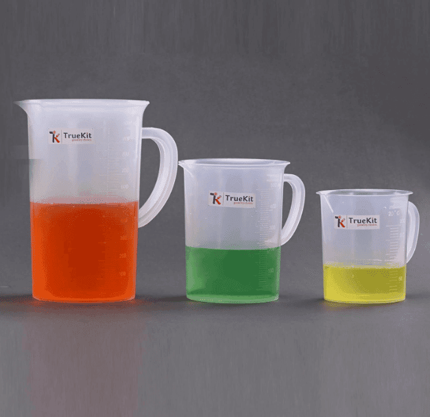 TRUEKIT Transparent Plastic Measuring Jug with Graduation Marks. (250ml+500ml+1000ml) (Pack of 3)