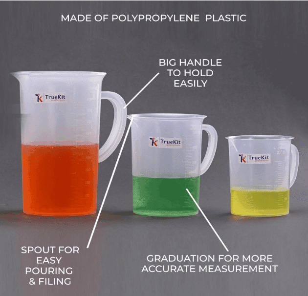 TRUEKIT Transparent Plastic Measuring Jug with Graduation Marks. (250ml+500ml+1000ml) (Pack of 3) view 2