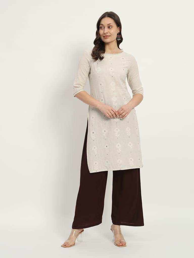Soft Colors Regular Fit Pocket Palazzo (Brown) view 3