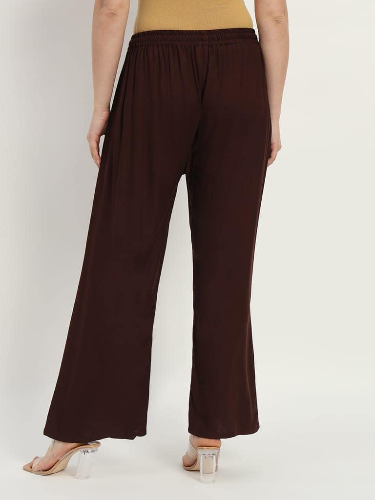 Soft Colors Regular Fit Pocket Palazzo (Brown) view 4
