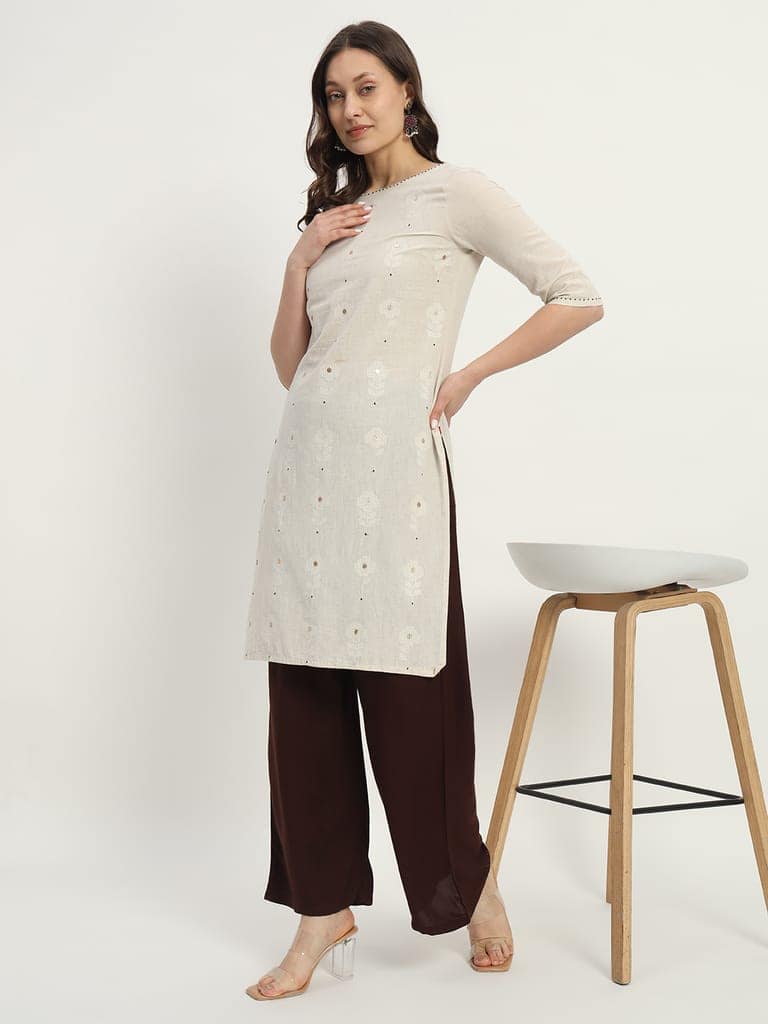 Soft Colors Regular Fit Pocket Palazzo (Brown) view 5