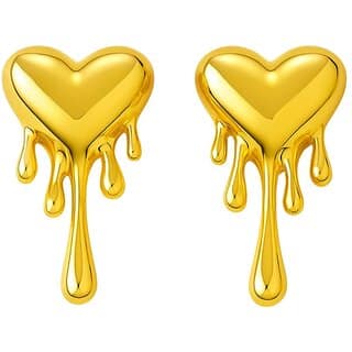 KIMTI 18k Gold Plated Dripping Heart Anti Tarnish Earrings