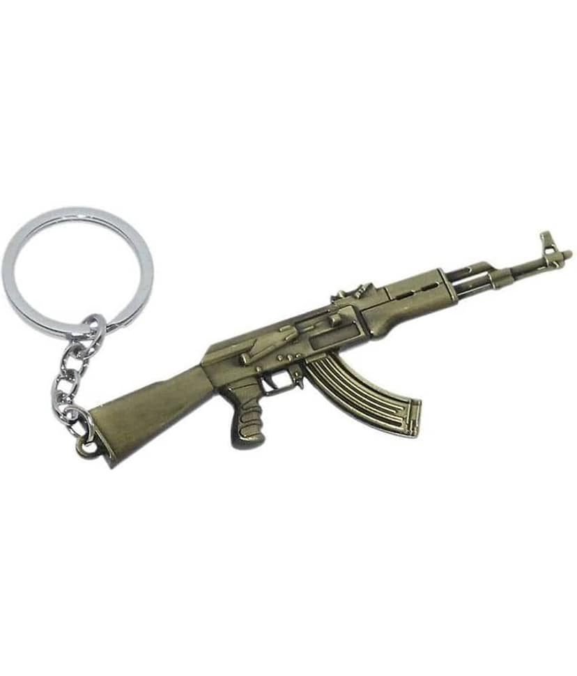 AK 47 Metal Keychain Key Ring for Car & Bike Home Office Keyring view 2