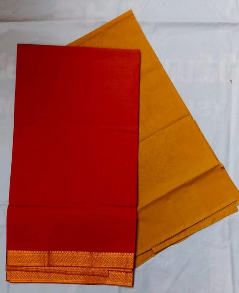Red and Yellow Cotton Dress with Dupatta view 2
