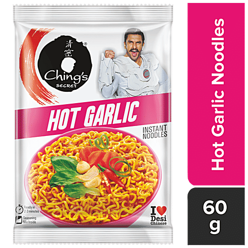 Chings Secret Hot Garlic Instant Noodles, 60 g Pouch