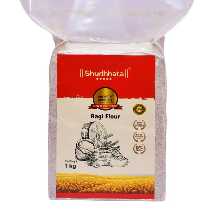 Shudhaata Premium Ragi Atta (1kg) - Wholesome Finger Millet Flour Packed with Nutrients
