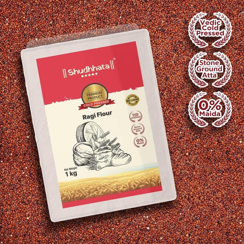 Shudhaata Premium Ragi Atta (1kg) - Wholesome Finger Millet Flour Packed with Nutrients view 3