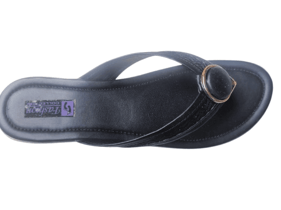 Black Flip-Flops with Elegant Strap Accent view 2