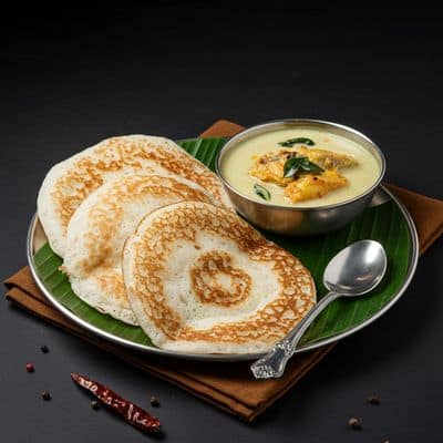 Appam (3 Piece) With Fish Moilee