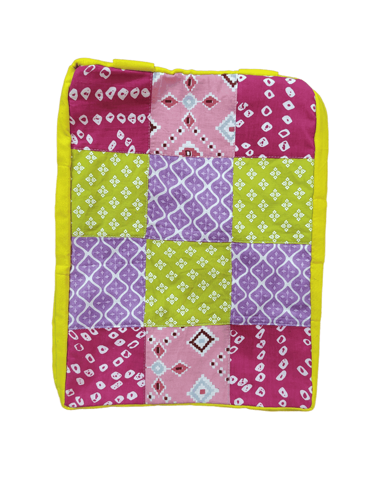 NIRJHARI Handmade Cotton Cloth Patchwork Handbag Purple & Green (Big) Pack of 1 view 2