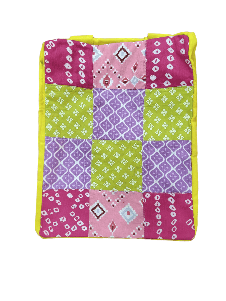 NIRJHARI Handmade Cotton Cloth Patchwork Handbag Purple & Green (Big) Pack of 1 view 4