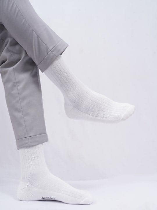 Air Garb Indulge in luxury with our premium Cotton socks - Men and Women - Crew Length - White view 2
