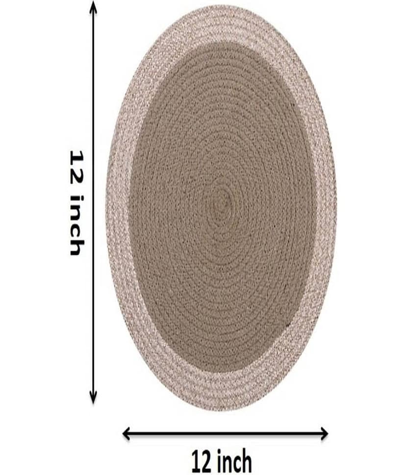 LADLI JEE Cotton Solid Round Table Mats 31 cm 31 cm Pack of 1 - Beige view 2