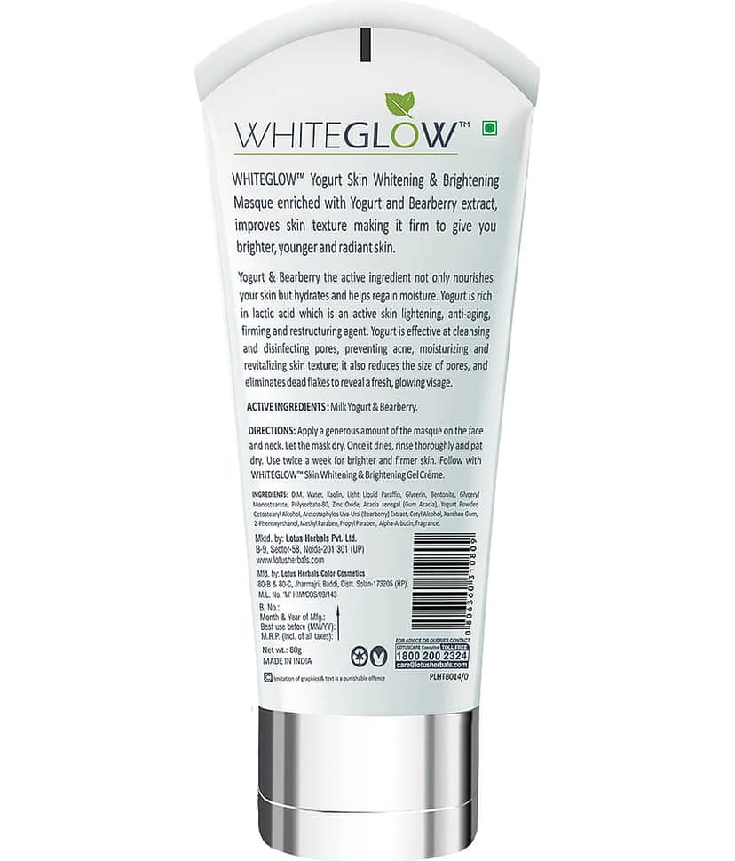 Lotus Herbals Whiteglow Yogurt Skin Whitening & Brightening Masque, 80G view 2