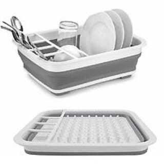 Drying Drainer Silicone Folding Dish Rack with Spoon Fork Knife Storage Holder Organizer Strainer