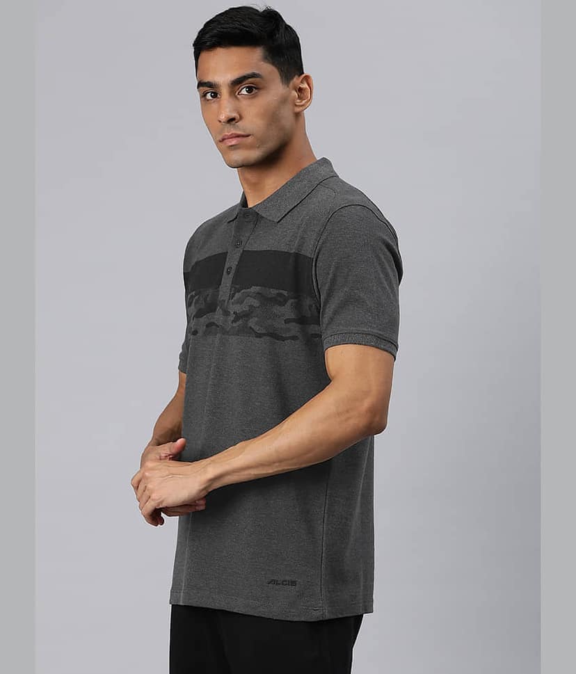 Alcis Grey Melange Cotton Regular Fit Men's Sports T-Shirt ( Pack of 1 ) view 2