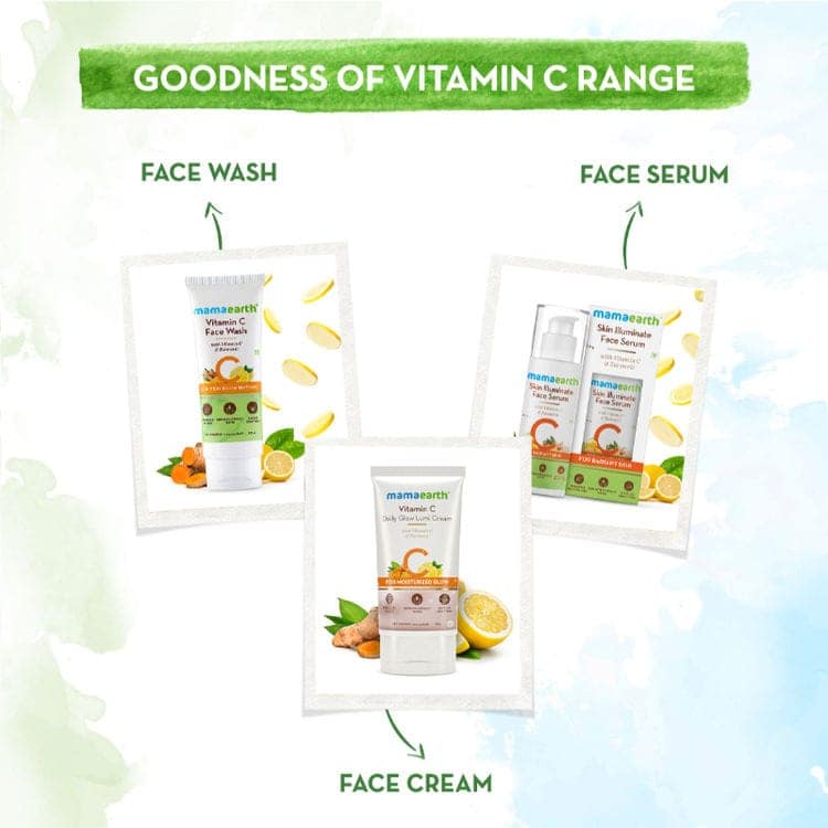 Mamaearth Vit C facewash (100 ml) + Mamaearth Vitamin C Daily Glow Lumi Cream (30 g) + Mamaearth Skin Illuminate Face Serum With Vitamin C & Turmeric (30g) Pack of 3 view 2