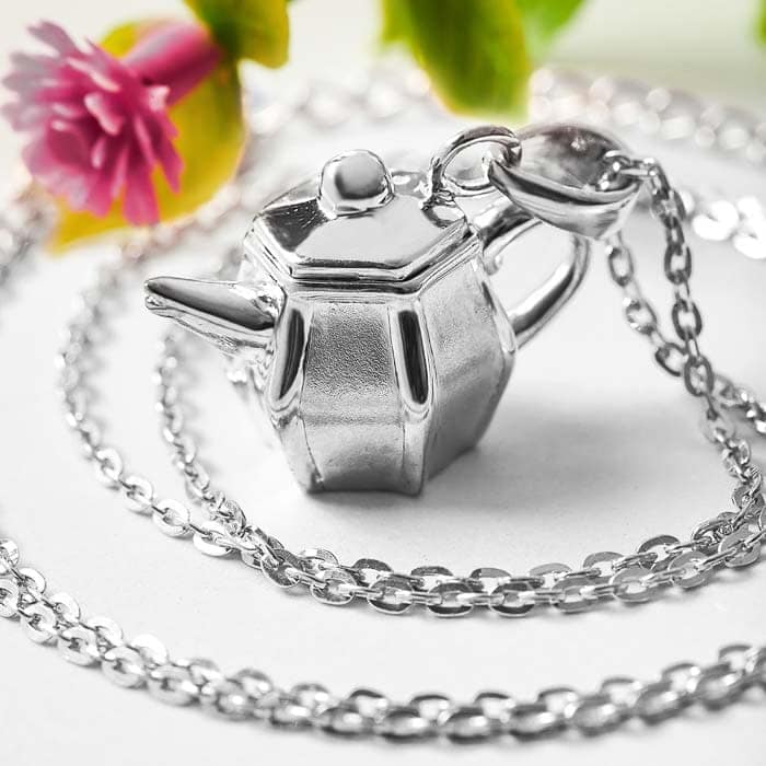 Silver Tiny Tea-Pot Pendant with Chain view 3