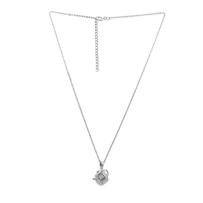 Silver Tiny Tea-Pot Pendant with Chain view 7