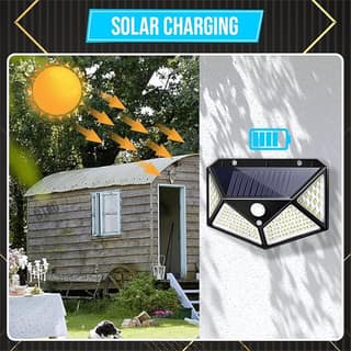 High Brightness Solar Powered LED Wall Light with Motion Sensor, Waterproof Outdoor Security Lamp for Pathway, Fence, Garage and Garden