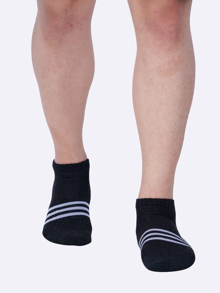 AirGarb Stylish Striped Low Ankle Cotton Socks for Men and Women: Comfortable Cushioning & Breathable Design (Pack of 3) - Andhra Melange view 2