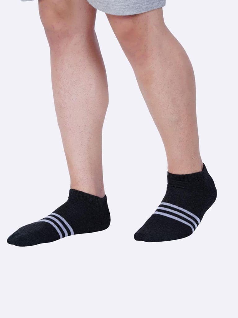 AirGarb Stylish Striped Low Ankle Cotton Socks for Men and Women: Comfortable Cushioning & Breathable Design (Pack of 3) - Andhra Melange view 3