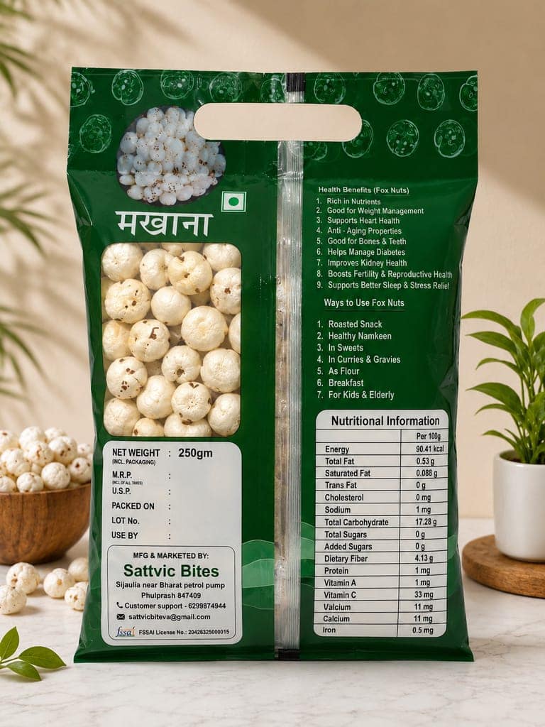 Sattvic Bites Premium 6 Sutta Phool Makhana – Healthy & Natural (250gm) view 3