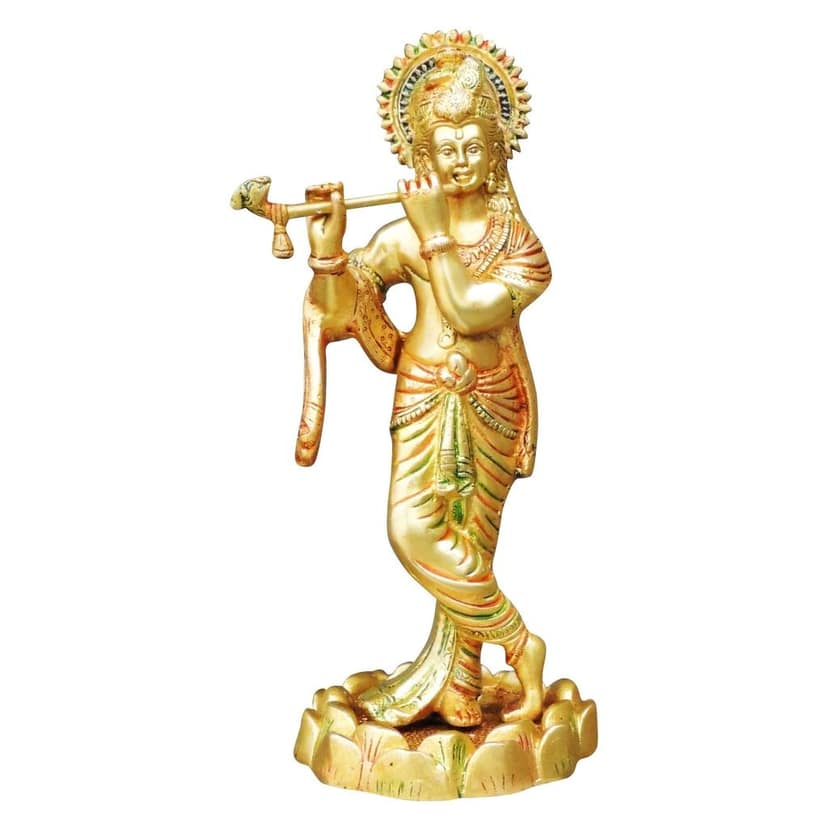 Brass Krishna Colour Statue (BSMAS427 C) view 2