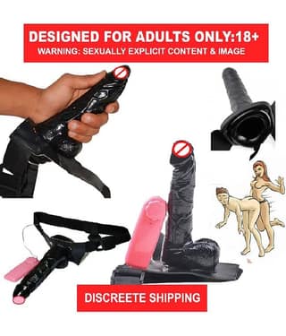 7 INCH VIBRATING BIG HOLLOW BLACK STRAP ON DILDO WITH BELT FOR MEN AND WOMEN BY KAMAHOUSE(LOW PRICE)