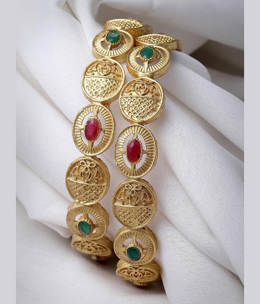 Sukkhi Gold Bangle Set ( Pack of 2 ) view 2