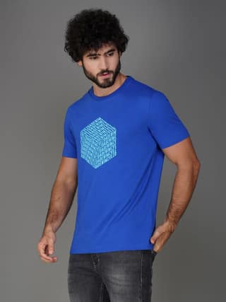Men’s Branded Pure Cotton Tee Medium Blue