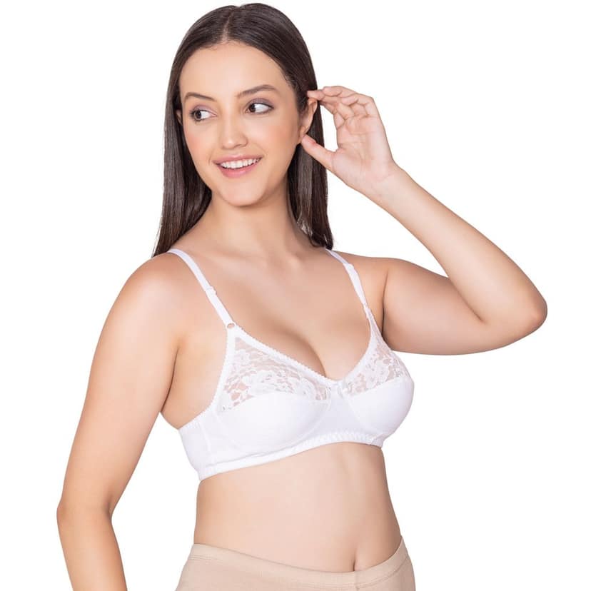 Bodycare polycotton wirefree adjustable straps designer net cup non padded bra-1535B view 3