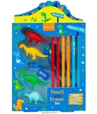 2317 YESKART -13 PC Little Tree Dinosaur Club Pencil Box set (pack of 1), Blue)
