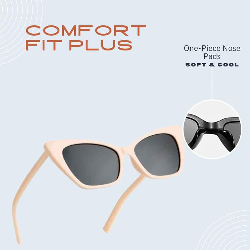 4Flaunt Full Rim Stylish, Latest & Trending Vintage Retro Cat Eye Fame Series Sunglasses For Women | 100% UV400 Protected | Medium (51-17-145 mm) | 4FS03 (C3 - Peachy) view 6