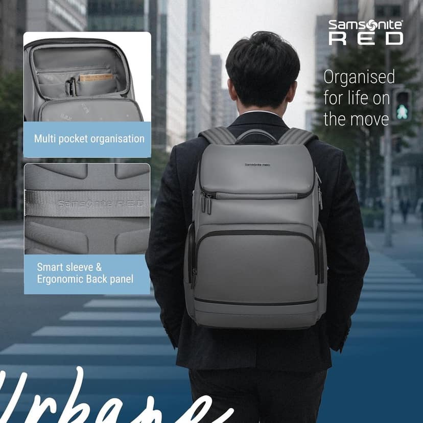 Urbane | 16'Laptop Compartment| 25.6 L Volume| Multiple Compartment| Sleek Design |Work Backpack | Grey | 2 Years International Warranty view 2