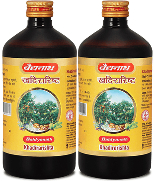Baidyanath Khadirarishta Helps in Blood Purification, Skin & Intestinal Problems 450ml (Pack of 2)