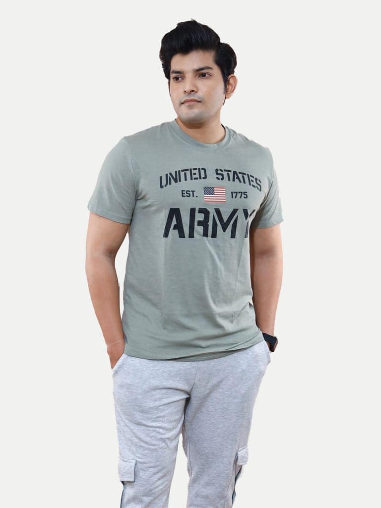 Men Grey Logo typographic printed basic cotton T-shirt view 3