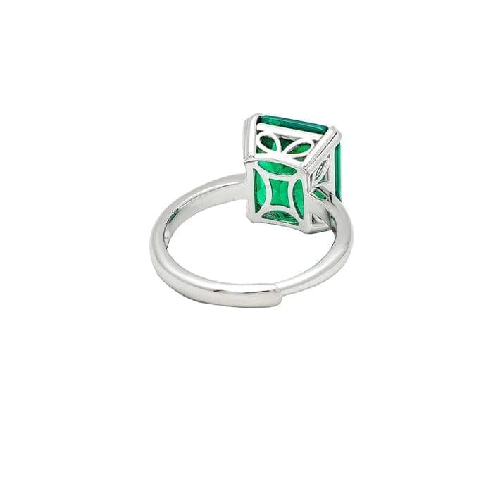 Silver Green Crystal Radiant Ring view 7