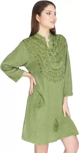 Women's Plus Size Tunic Tops T Shirts Summer Long Sleeve Round Neck Kurti Dress view 3