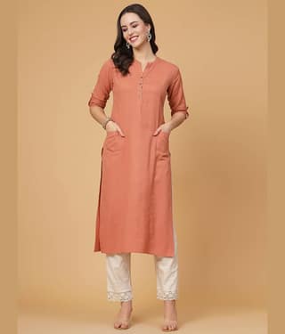 Pistaa Cotton Solid Straight Women's Kurti - Green ( Pack of 1 )