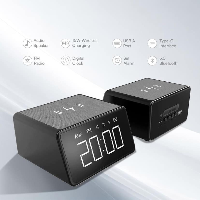 HAPIPOLA BLUETOOTH SPEAKER WING | Immersive Audio | Good Bass | Light Weight 4 hours Playback | Digital Clock 15W Wireless Charging | Set Alarm FM Radio | 5.0 Bluetooth view 3