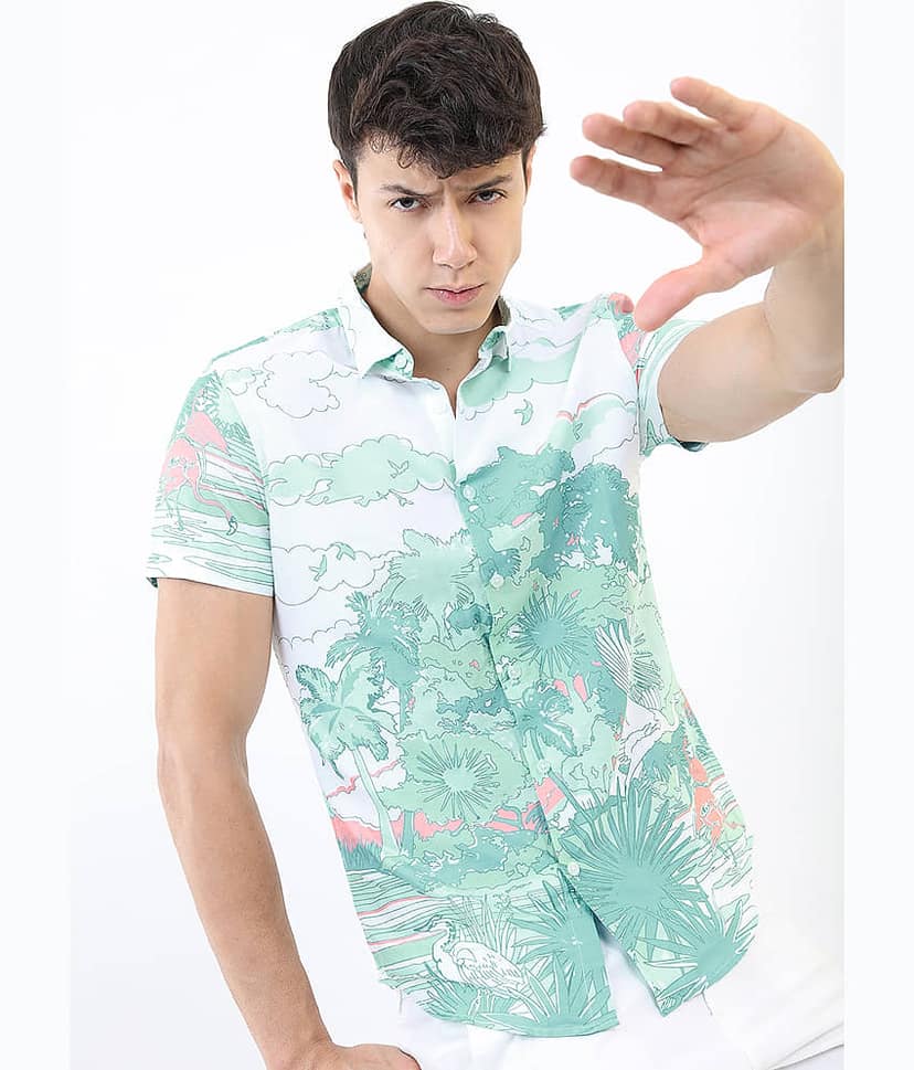 Highlander 100% Cotton Regular Fit Printed Half Sleeves Men's Casual Shirt - Multicolor ( Pack of 1 )