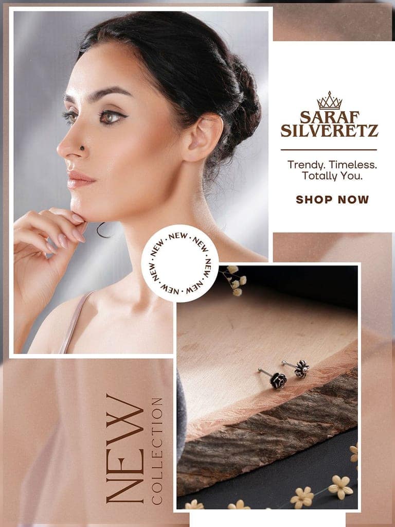 Combo of 2 Nose Pin 925 Sterling Silver Oxidised Rose & Flower Studds Nose Pin view 2