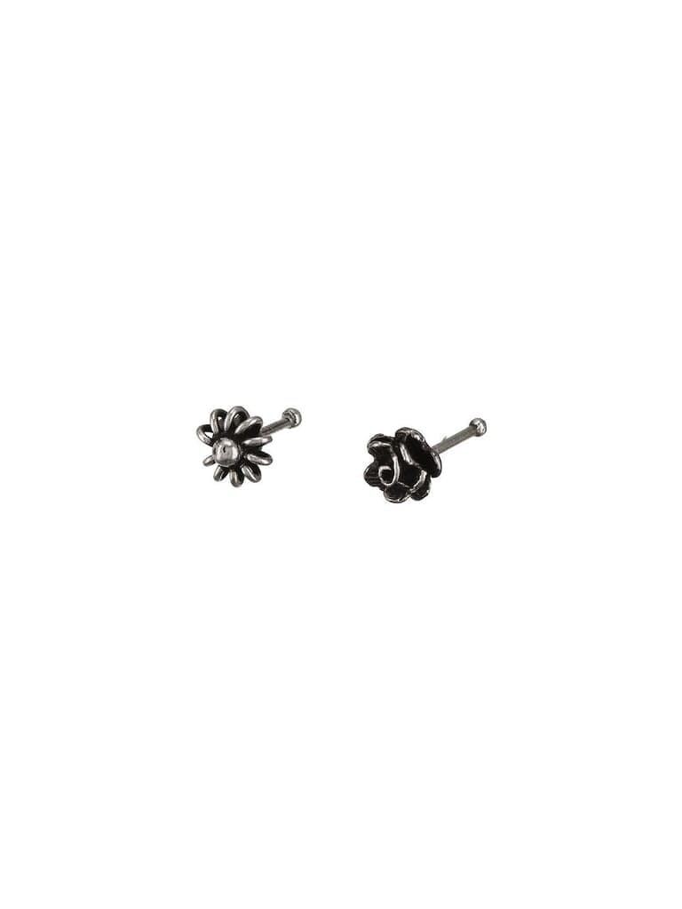 Combo of 2 Nose Pin 925 Sterling Silver Oxidised Rose & Flower Studds Nose Pin view 8
