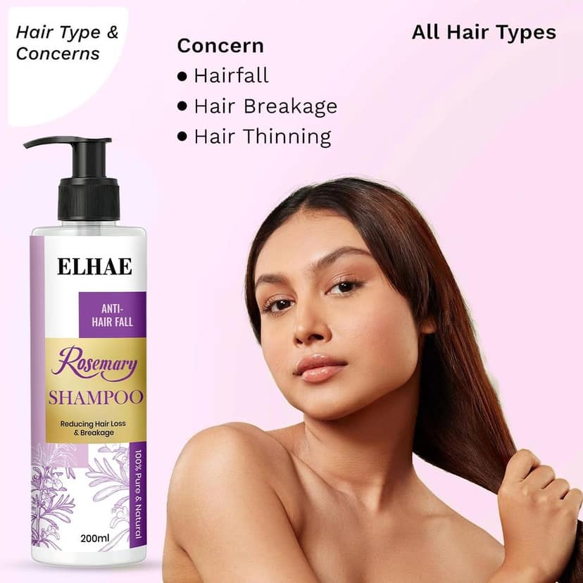 ELHAE Rosemary Shampoo for Anti-Hair Fall � Reduces Hair Loss & Breakage, 100% Pure & Natural Formula for Stronger Hair � 200m view 2