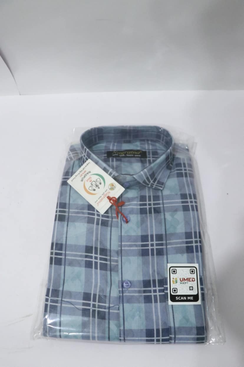 Blue Checks Cotton Shirt view 2