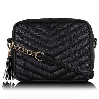 Lychee Bags Women Pu Quilted Black Sling Bag