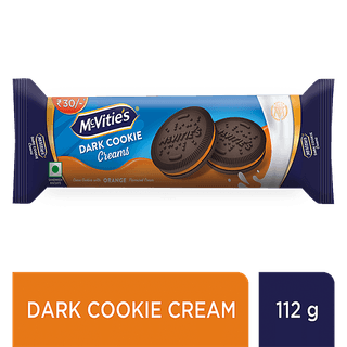 McVitie's Dark Cookie Cream Biscuit With Goodness Of Cocoa & Orange Flavoured Cream, 112 g