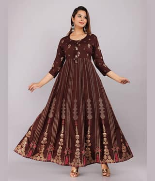 AVEITH - Wine Rayon Women's Anarkali Kurti ( Pack of 1 )