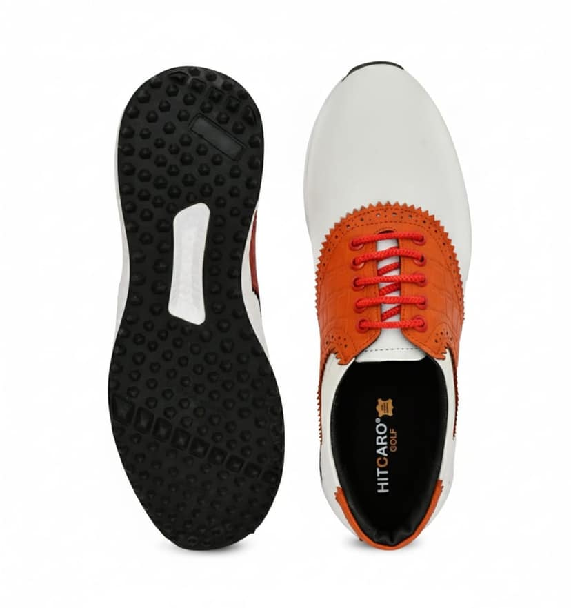 HITCARO Men's Proffessional Leather Golf Shoes | Lace-Up | Waterproof | Comfortable | Breathable view 4